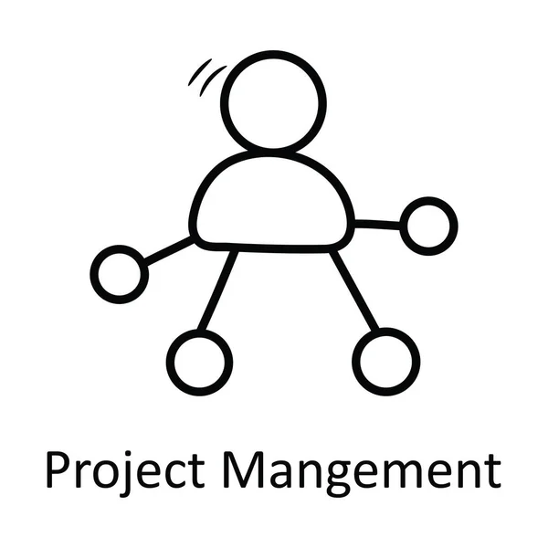 Project Management Vector Outline Icon Design Illustration Inglês Símbolo Negócios — Vetor de Stock
