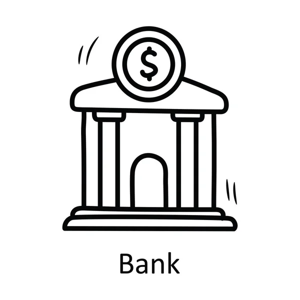 Bank Vektor Skissera Ikonen Design Illustration Affärs Symbol Vit Bakgrund — Stock vektor