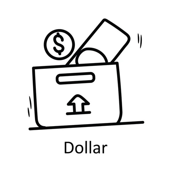 Dollar Vector Overzicht Pictogram Ontwerp Illustratie Zakelijk Symbool Witte Achtergrond — Stockvector
