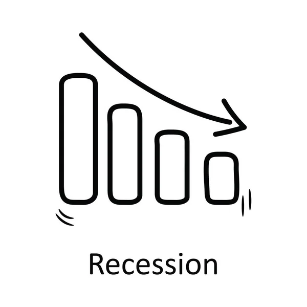 Περίγραμμα Διανύσματος Ύφεσης Εικονίδιο Σχεδιασμός Εικονογράφησης Επιχειρηματικό Σύμβολο Λευκό Φόντο — Διανυσματικό Αρχείο