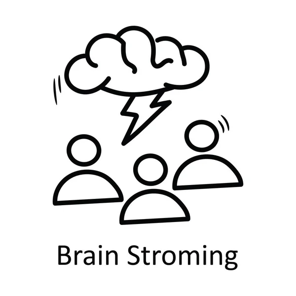 Cérebro Storming Vector Outline Icon Design Illustration Símbolo Negócios Fundo — Vetor de Stock