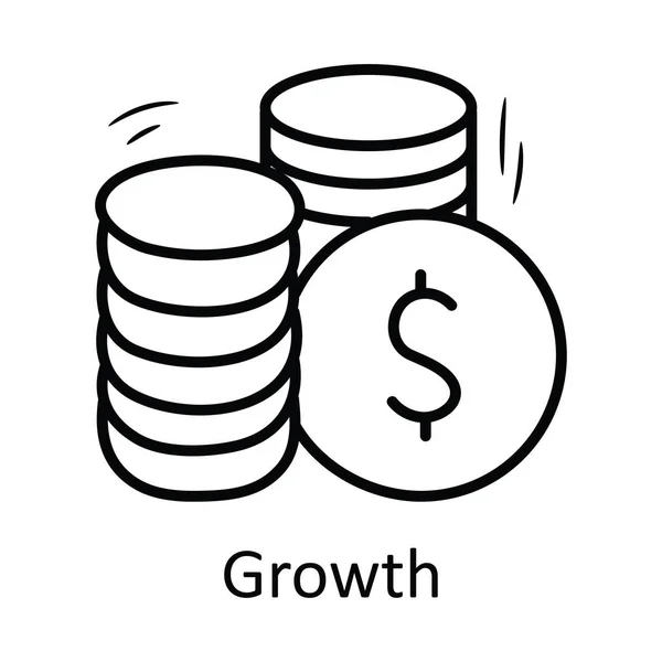 Növekedési Vektor Vázlat Ikon Design Illusztráció Üzleti Szimbólum Fehér Háttér — Stock Vector