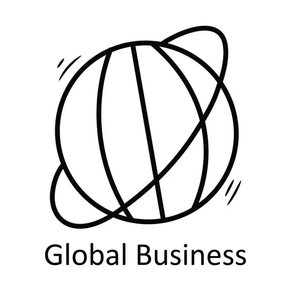 Global Business Vector Outline Icon Design Illustration Símbolo Negócios Fundo — Vetor de Stock