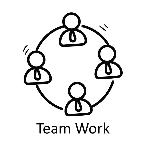 Team Work Vektor Skizzieren Icon Design Illustration Business Symbol Auf — Stockvektor