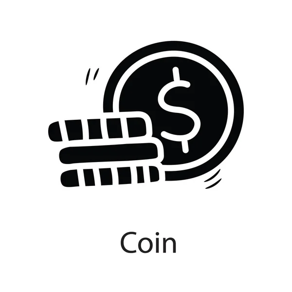 Монетный Вектор Сплошная Иконка Дизайн Иллюстрация Бизнес Белом Фоне — стоковый вектор