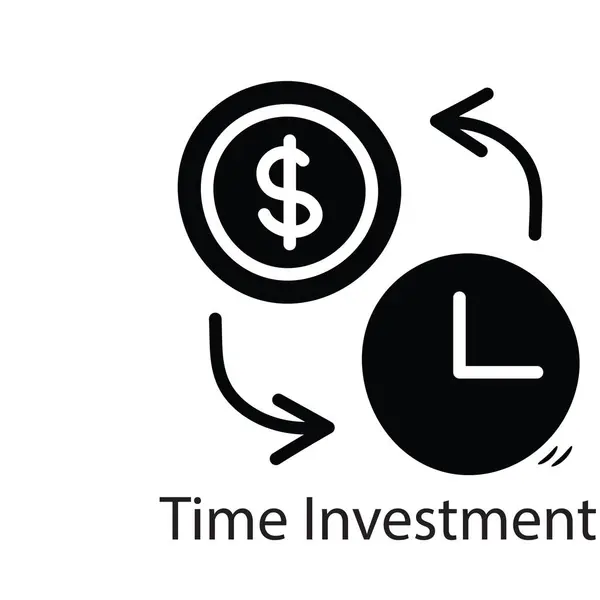 時間投資ベクトル固体アイコンデザインイラスト ホワイトバックグラウンドのビジネスシンボル Eps 10ファイル — ストックベクタ