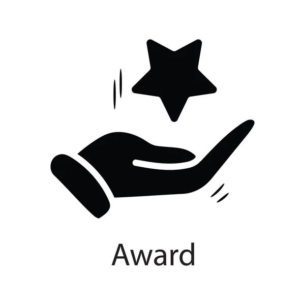 Nagroda Wektor Solidny Ikona Projekt Ilustracja Symbol Biznesu Białym Tle — Wektor stockowy