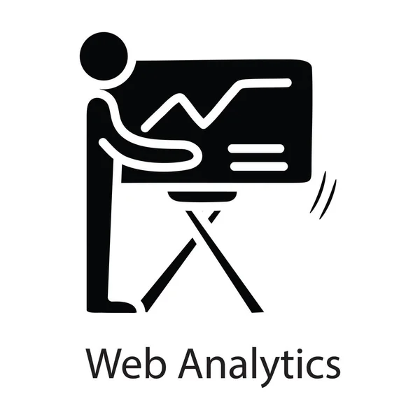 Web Analytics Vektor Solide Icon Design Illustration Business Symbol Auf — Stockvektor