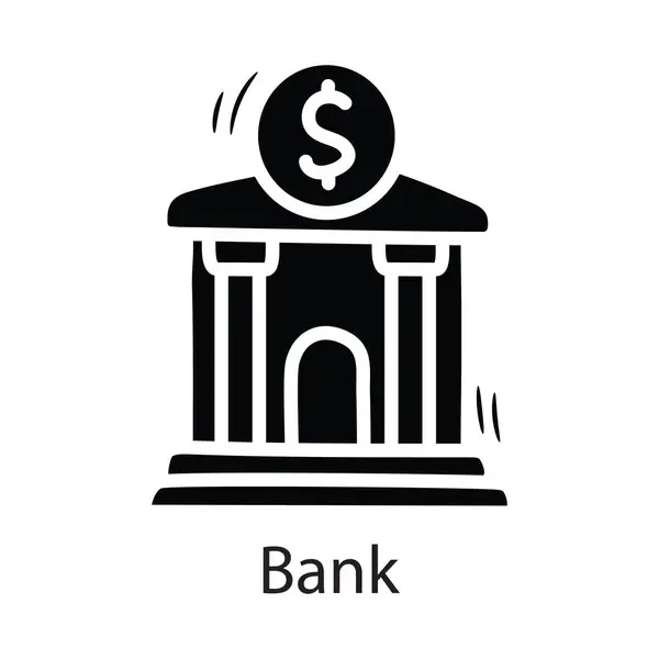 Banca Vettore Solido Icona Design Illustrazione Simbolo Aziendale Sfondo Bianco — Vettoriale Stock