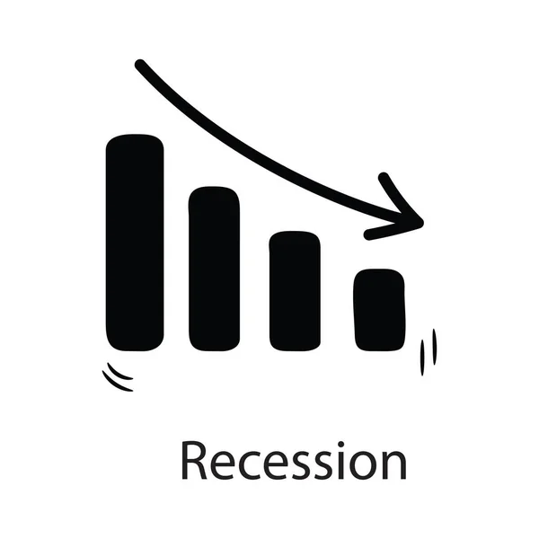 Иллюстрация Вектора Рецессии Твердый Иконный Дизайн Бизнес Белом Фоне — стоковый вектор