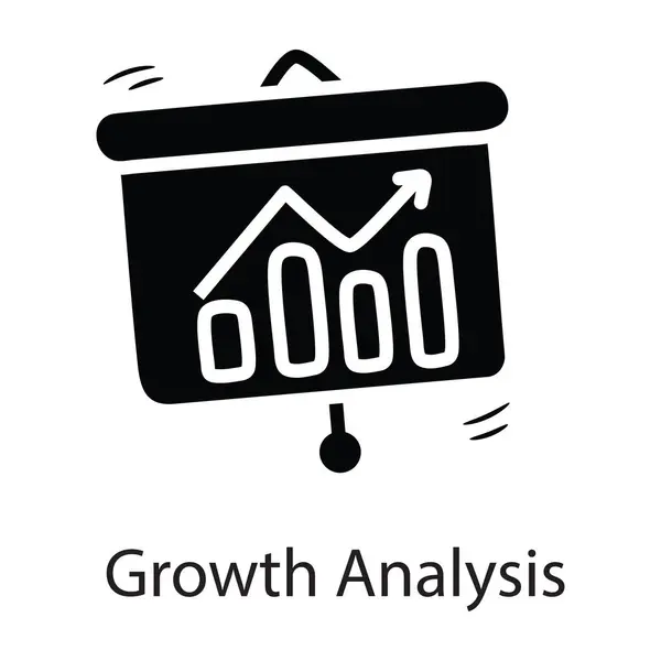 Análise Crescimento Vetor Sólido Icon Design Ilustração Símbolo Negócios Fundo — Vetor de Stock