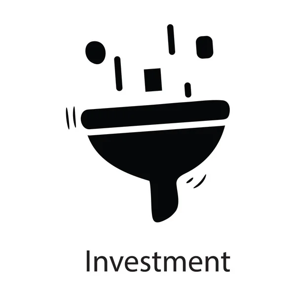 Investering Vector Solide Pictogram Ontwerp Illustratie Zakelijk Symbool Witte Achtergrond — Stockvector