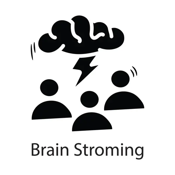 Beyin Fırtınası Katı Simge Tasarımı Çizimi Beyaz Arkaplan Eps Dosyasında — Stok Vektör