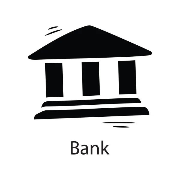 Vecteur Banque Solide Icône Illustration Conception Symbole Entreprise Sur Fond — Image vectorielle