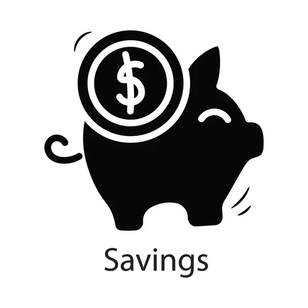 Vector Ahorro Sólido Icono Diseño Ilustración Símbolo Negocio Sobre Fondo — Vector de stock