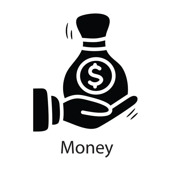 Vector Dinero Sólido Icono Diseño Ilustración Símbolo Negocio Sobre Fondo — Vector de stock