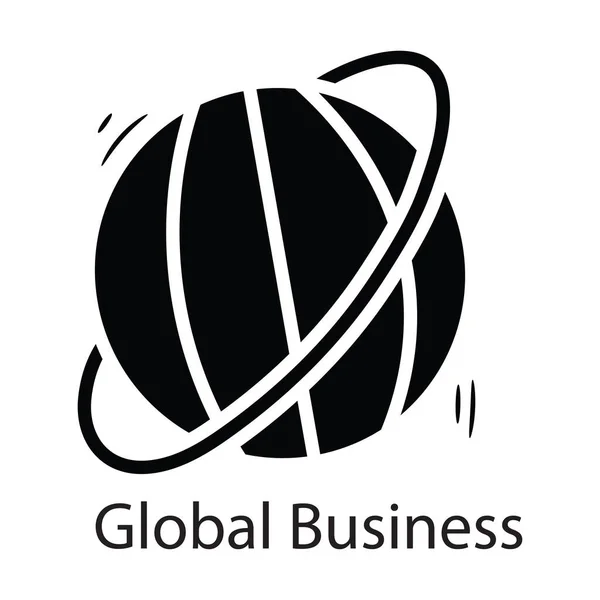 Global Business Vector Sólido Icono Diseño Ilustración Símbolo Negocio Sobre — Vector de stock
