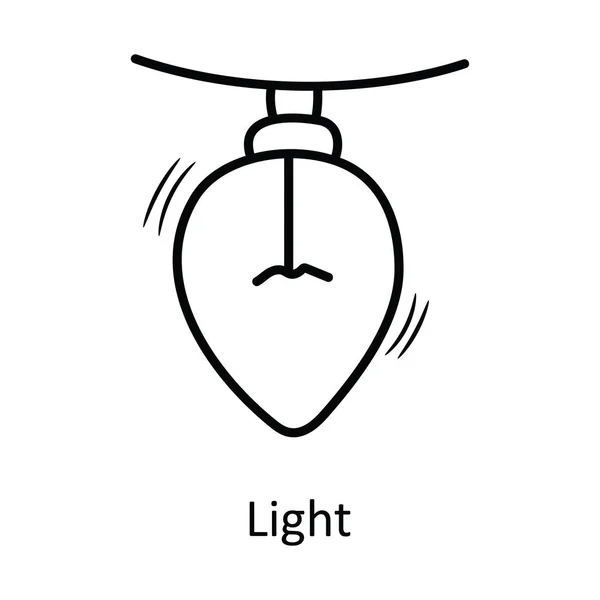 Işık Vektörü Ana Hatları Simge Tasarım Çizimi Beyaz Arkaplandaki Noel — Stok Vektör