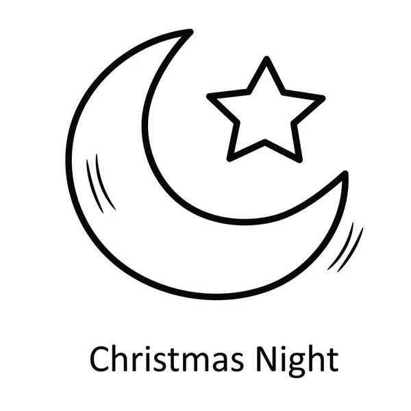 Weihnachtsnacht Vektor Skizzieren Icon Design Illustration Weihnachten Symbol Auf Weißem — Stockvektor