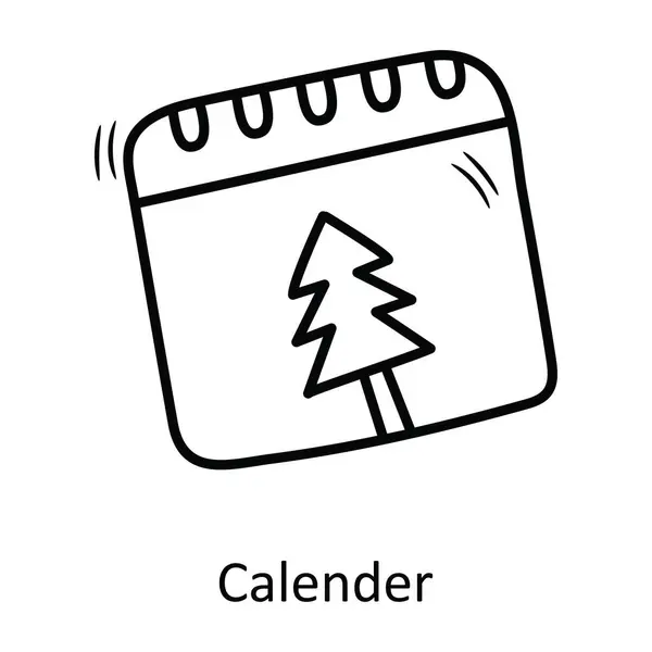 Kalendarz Wektor Zarys Ikona Projekt Ilustracja Świąteczny Symbol Białym Tle — Wektor stockowy