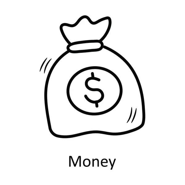 Dinheiro Vetor Esboço Icon Design Ilustração Símbolo Natal Fundo Branco —  Vetores de Stock