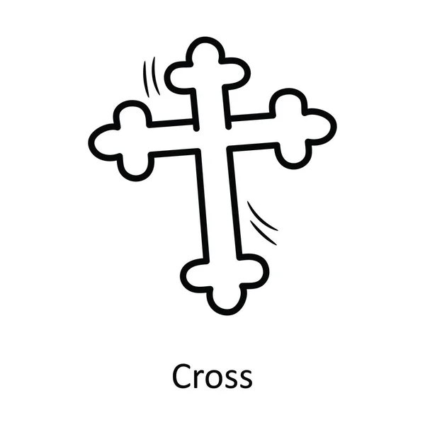 Esquema Vector Cruzado Icono Ilustración Diseño Símbolo Navidad Sobre Fondo — Vector de stock
