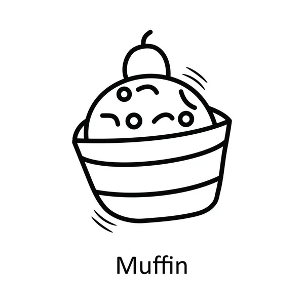 Muffin Vektorumriss Icon Design Illustration Weihnachten Symbol Auf Weißem Hintergrund — Stockvektor