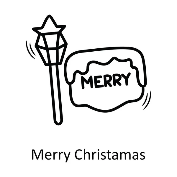 Veselé Vánoce Vektorový Obrys Icon Design Ilustrace Vánoční Symbol Bílém — Stockový vektor