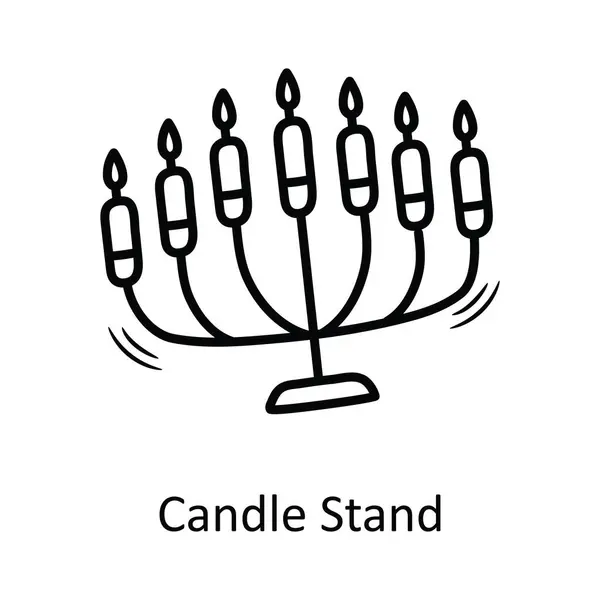 Candle Stand Vector Outline Icon Design Illustration Christmas Symbol White — Stock Vector