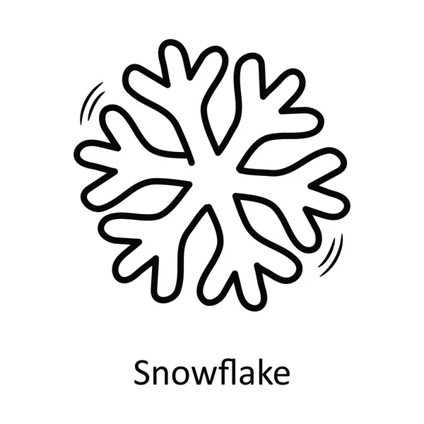 Snowflake Διάνυσμα Περίγραμμα Εικονίδιο Σχεδιασμός Εικόνα Χριστουγεννιάτικο Σύμβολο Λευκό Φόντο — Διανυσματικό Αρχείο