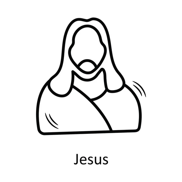 Ιησούς Διανυσματικό Περίγραμμα Εικονίδιο Σχεδιασμός Εικόνα Χριστουγεννιάτικο Σύμβολο Λευκό Φόντο — Διανυσματικό Αρχείο