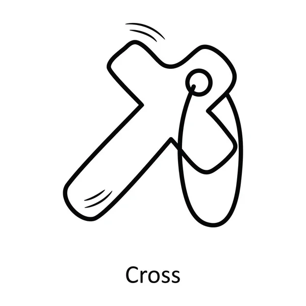 Kreuzvektorumriss Icon Design Illustration Weihnachten Symbol Auf Weißem Hintergrund Eps — Stockvektor