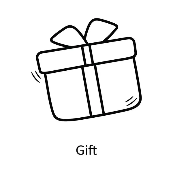 Geschenkvektorumriss Icon Design Illustration Weihnachten Symbol Auf Weißem Hintergrund Eps — Stockvektor