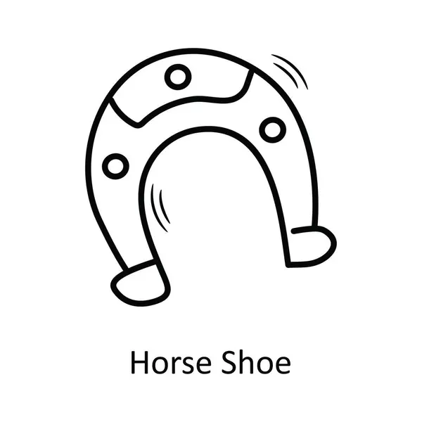 Horse Shoe Vector Outline Icon Design Illustration Christmas Symbol White — Stock Vector
