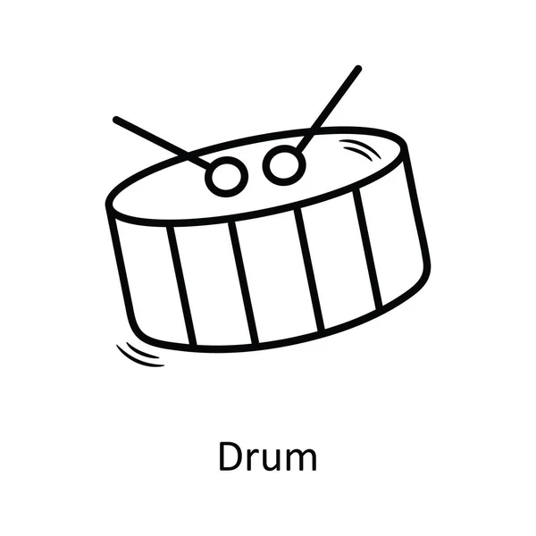 Drum Vector Outline Icon Design Illustration Símbolo Natal Fundo Branco —  Vetores de Stock