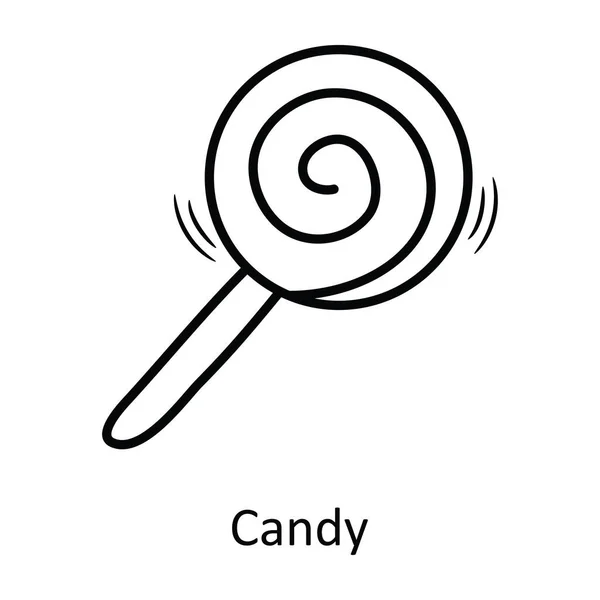 Candy Vektor Vázlat Ikon Design Illusztráció Karácsonyi Szimbólum Fehér Háttér — Stock Vector