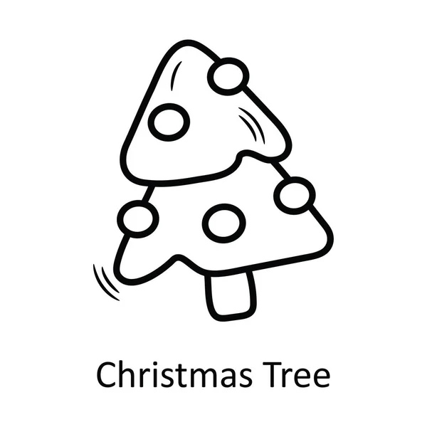 Χριστουγεννιάτικο Δέντρο Διάνυσμα Περίγραμμα Εικονίδιο Σχεδιασμός Εικονογράφηση Χριστουγεννιάτικο Σύμβολο Λευκό — Διανυσματικό Αρχείο