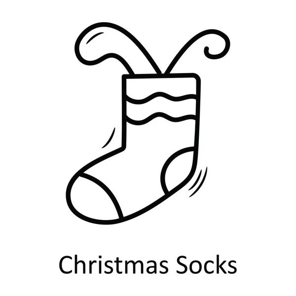 Weihnachtssocken Vektor Skizzieren Icon Design Illustration Weihnachten Symbol Auf Weißem — Stockvektor