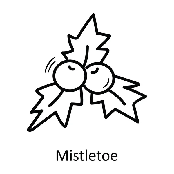 Mistelvektorumriss Icon Design Illustration Weihnachten Symbol Auf Weißem Hintergrund Eps — Stockvektor