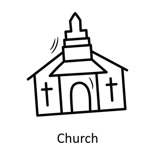 Kirche Vektor Skizzieren Icon Design Illustration Weihnachten Symbol Auf Weißem — Stockvektor