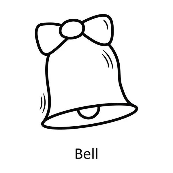 Bell Vektor Skissera Ikonen Design Illustration Jul Symbol Vit Bakgrund — Stock vektor