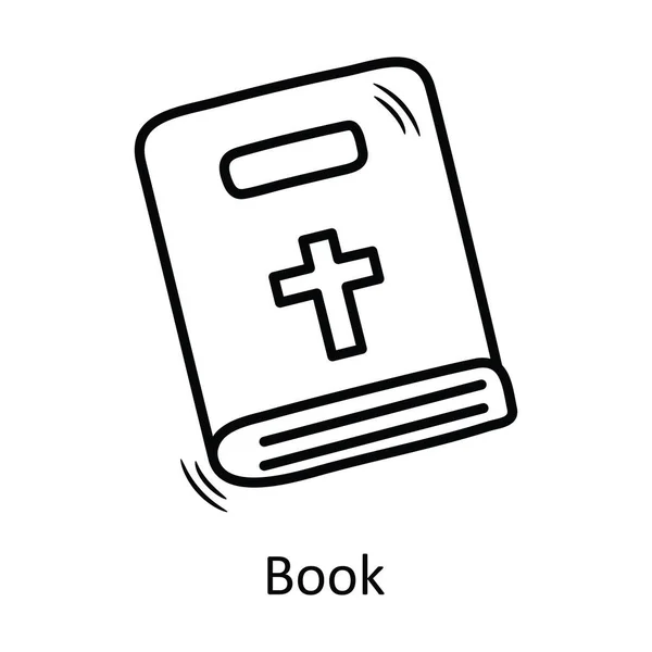 Libro Vector Esquema Icono Diseño Ilustración Símbolo Navidad Sobre Fondo — Vector de stock