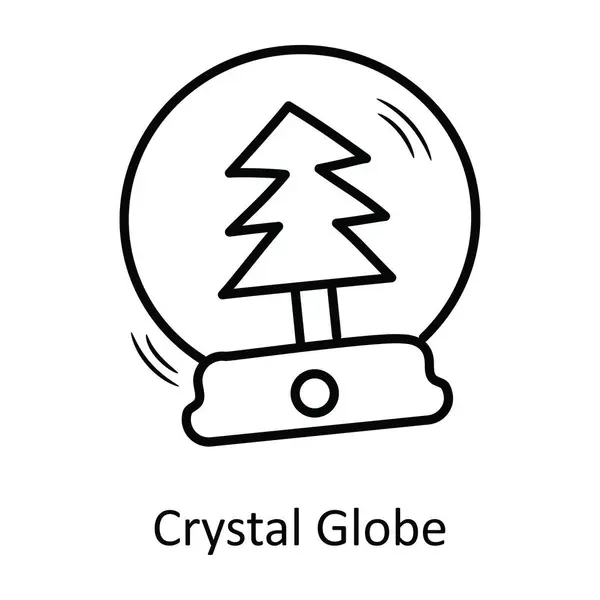 Crystal Globe Vektor Kontur Ikonen Design Illustration Jul Symbol Vit — Stock vektor