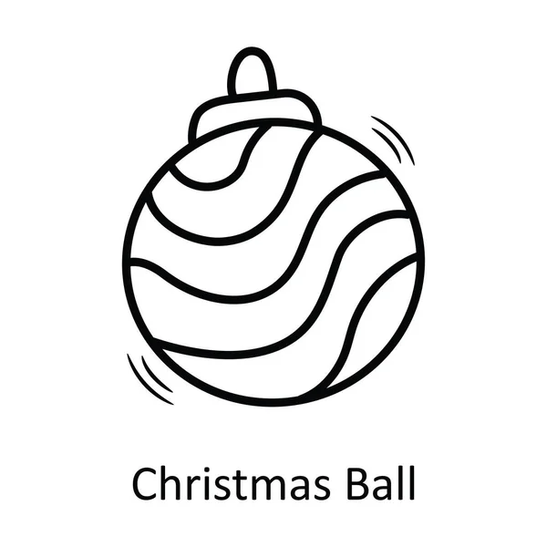 Weihnachtskugel Vektor Umreißen Icon Design Illustration Weihnachten Symbol Auf Weißem — Stockvektor