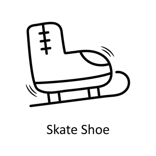 Skate Shoe Vector Bosquejo Icono Diseño Ilustración Símbolo Navidad Sobre — Vector de stock