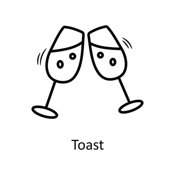Toast Vektorový Obrys Icon Design Ilustrace Vánoční Symbol Bílém Pozadí — Stockový vektor