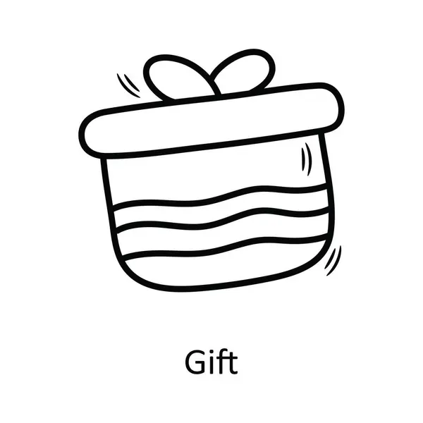 Geschenkvektorumriss Icon Design Illustration Weihnachten Symbol Auf Weißem Hintergrund Eps — Stockvektor