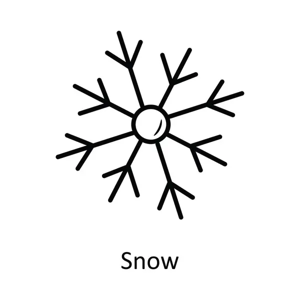 Χιόνι Διάνυσμα Περίγραμμα Εικονίδιο Σχεδιασμός Εικόνα Χριστουγεννιάτικο Σύμβολο Λευκό Φόντο — Διανυσματικό Αρχείο