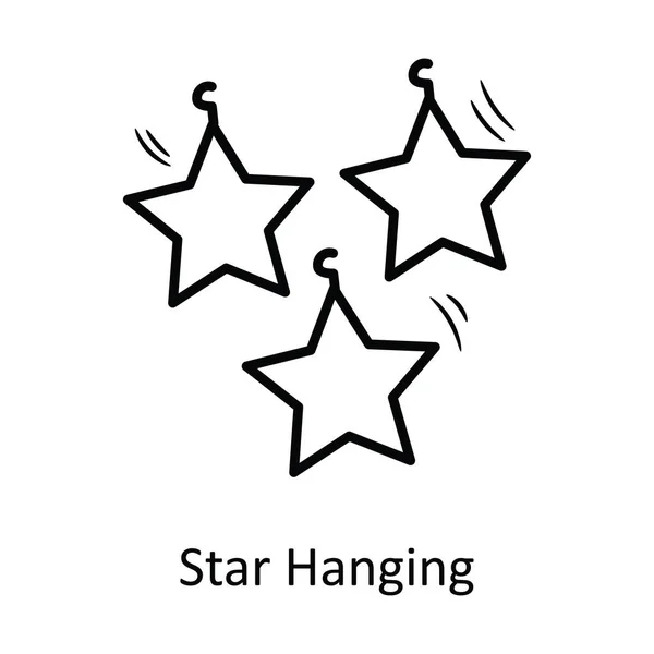 Star Hanging Διάνυσμα Περίγραμμα Εικονίδιο Σχεδιασμός Εικόνα Χριστουγεννιάτικο Σύμβολο Λευκό — Διανυσματικό Αρχείο