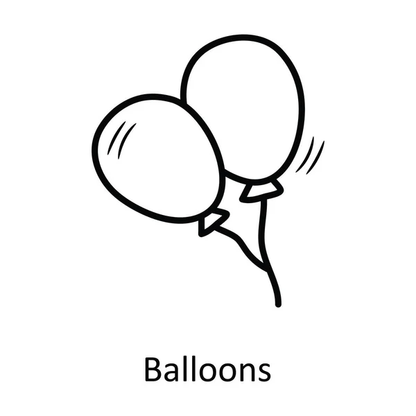 Ballons Contour Vectoriel Icône Illustration Conception Symbole Noël Sur Fond — Image vectorielle